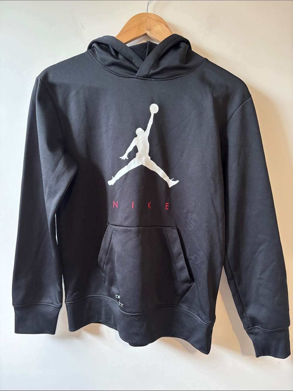 Nike Jordan Black Hoodie with White Jumpman and Red Nike Text
